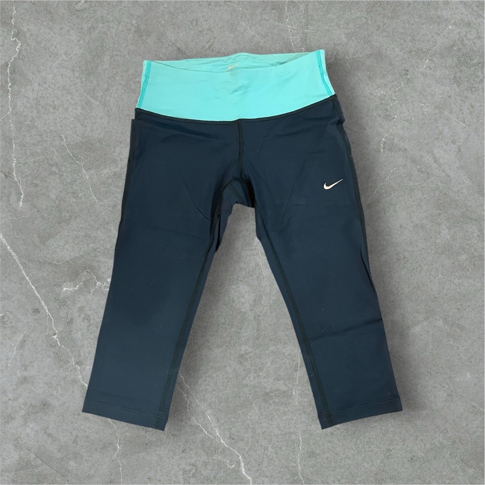 Nike Dark Blue and Aqua Capri Leggings